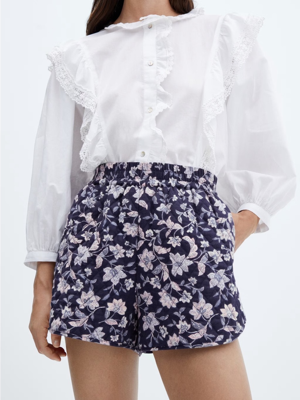 NWT Mango Floral Quilted Shorts